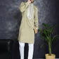 Men's Sequins Embroidered Kurtas ( KO 5038Beige )