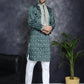 Men's Sequins Embroidered Kurtas ( KO 5038Olive )