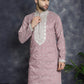 Men's Chikankari Embroidered Kurtas ( KO 5039Magenta )