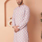 Men Purple and White Floral Printed Kurtas