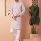 Men Purple and White Floral Printed Kurtas