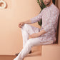Men Purple and White Floral Printed Kurtas