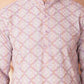 Men Purple and White Floral Printed Kurtas