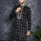 Men's Black Chikankari Embroidered Kurtas ( KO 5042Black )