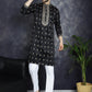Men's Black Chikankari Embroidered Kurtas ( KO 5042Black )