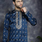 Men's Navy Blue Chikankari Embroidered Kurtas ( KO 5042Navy ) [FF] [O-4-5]