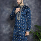 Men's Navy Blue Chikankari Embroidered Kurtas ( KO 5042Navy ) [FF] [O-4-5]