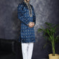 Men's Navy Blue Chikankari Embroidered Kurtas ( KO 5042Navy ) [FF] [O-4-5]