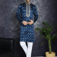 Men's Navy Blue Chikankari Embroidered Kurtas ( KO 5042Navy ) [FF] [O-4-5]