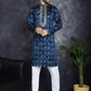 Men's Navy Blue Chikankari Embroidered Kurtas ( KO 5042Navy ) [FF] [O-4-5]