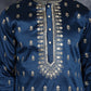 Men's Navy Blue Chikankari Embroidered Kurtas ( KO 5042Navy ) [FF] [O-4-5]