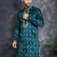 Men's Peacock Blue Chikankari Embroidered Kurtas ( KO 5042Peacock )