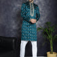 Men's Peacock Blue Chikankari Embroidered Kurtas ( KO 5042Peacock )