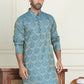 Men's Silk Blend Straight Kurtas ( KO 5043 Blue )