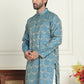 Men's Silk Blend Straight Kurtas ( KO 5043 Blue )