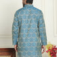 Men's Silk Blend Straight Kurtas ( KO 5043 Blue )
