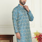 Men's Silk Blend Straight Kurtas ( KO 5043 Blue )