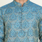 Men's Silk Blend Straight Kurtas ( KO 5043 Blue )