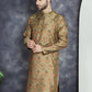 Men Golden Silk Blend Straight Kurtas ( KO 5043Golden )