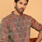 Men's Silk Blend Straight Kurtas ( KO 5043 Maroon )