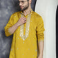 Men's Embroidered Kurtas ( KO 5045Mustard )