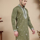 Men's Embroidered Kurtas ( KO 5045 Olive )