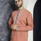 Men's Embroidered Kurtas ( KO 5045Peach )