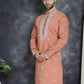Men's Embroidered Kurtas ( KO 5045Peach )