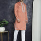 Men's Embroidered Kurtas ( KO 5045Peach )