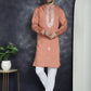 Men's Embroidered Kurtas ( KO 5045Peach )