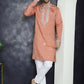Men's Embroidered Kurtas ( KO 5045Peach )