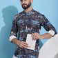 Men Printed Corduroy Short Kurta