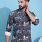 Men Printed Corduroy Short Kurta