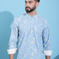 Men Printed Corduroy Short Kurta