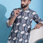 Men Printed Corduroy Short Kurta