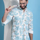 Men Printed Corduroy Short Kurta