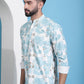Men Printed Corduroy Short Kurta