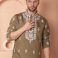 Men's Olive Chikankari Embroidered Kurtas