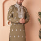 Men's Olive Chikankari Embroidered Kurtas