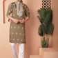 Men's Olive Chikankari Embroidered Kurtas