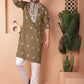 Men's Olive Chikankari Embroidered Kurtas