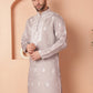 Men's Grey Chikankari Embroidered Kurtas