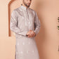 Men's Grey Chikankari Embroidered Kurtas