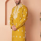 Men's Mustard Chikankari Embroidered Kurtas