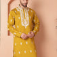 Men's Mustard Chikankari Embroidered Kurtas