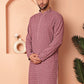 Men's Magenta Embroidered and Sequence Kurtas