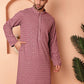 Men's Magenta Embroidered and Sequence Kurtas