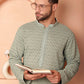Men's Green Embroidered and Sequence Kurtas