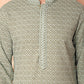 Men's Green Embroidered and Sequence Kurtas
