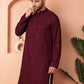 Men's Purple Embroidered and Sequence Kurtas